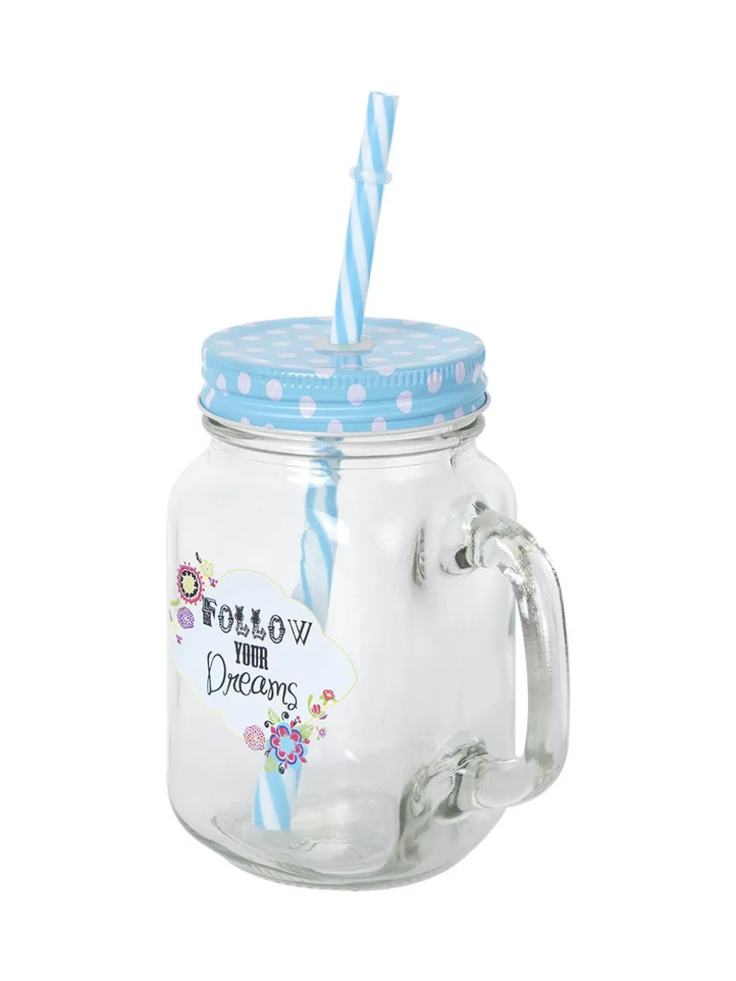 Mason Mug With Straw Set Of 2 (Each 450 Ml)