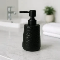 Matte Black Wavy Hammered Ceramic Soap Dispenser