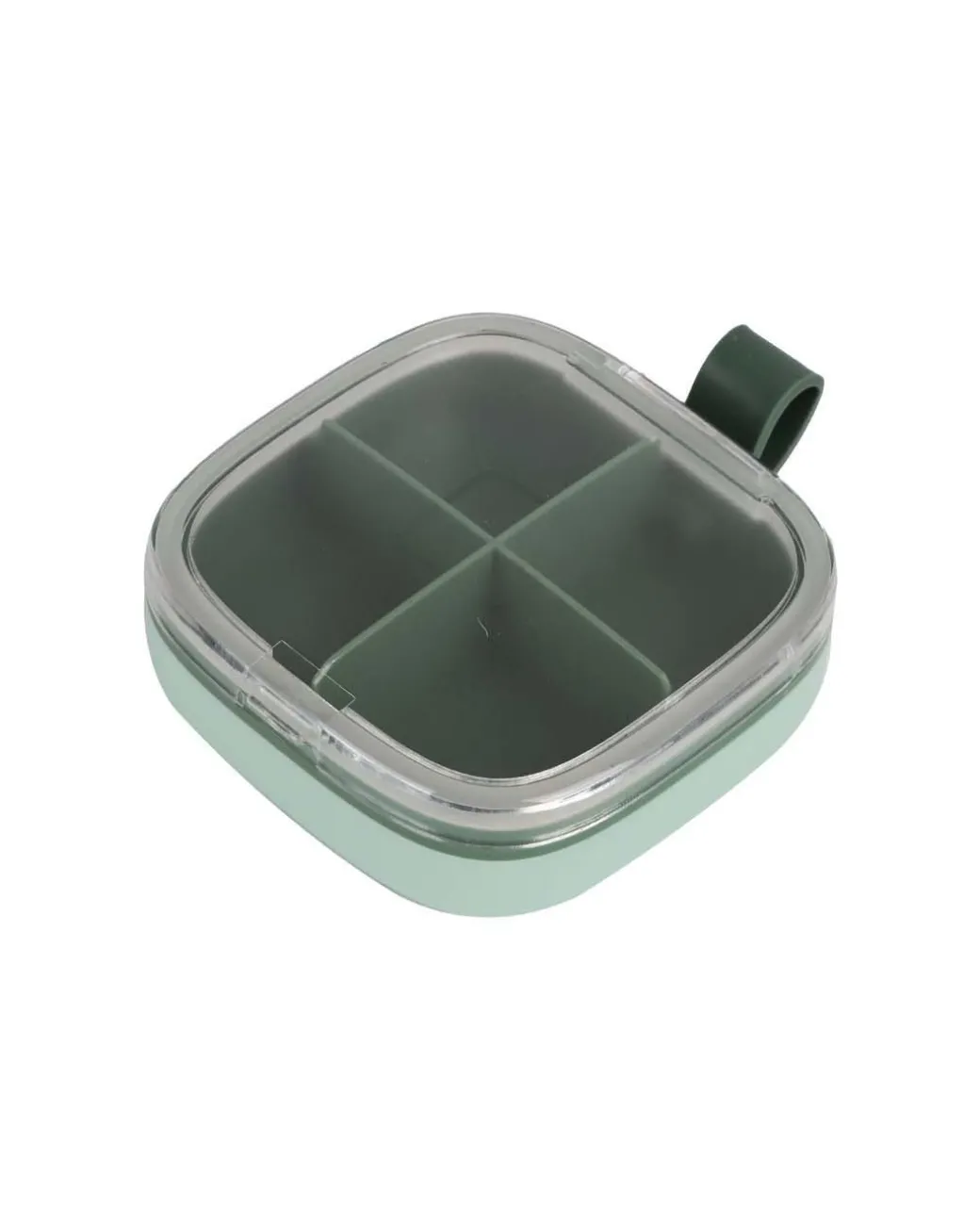Medicine Box with 4 Sections, Olive Green, Plastic