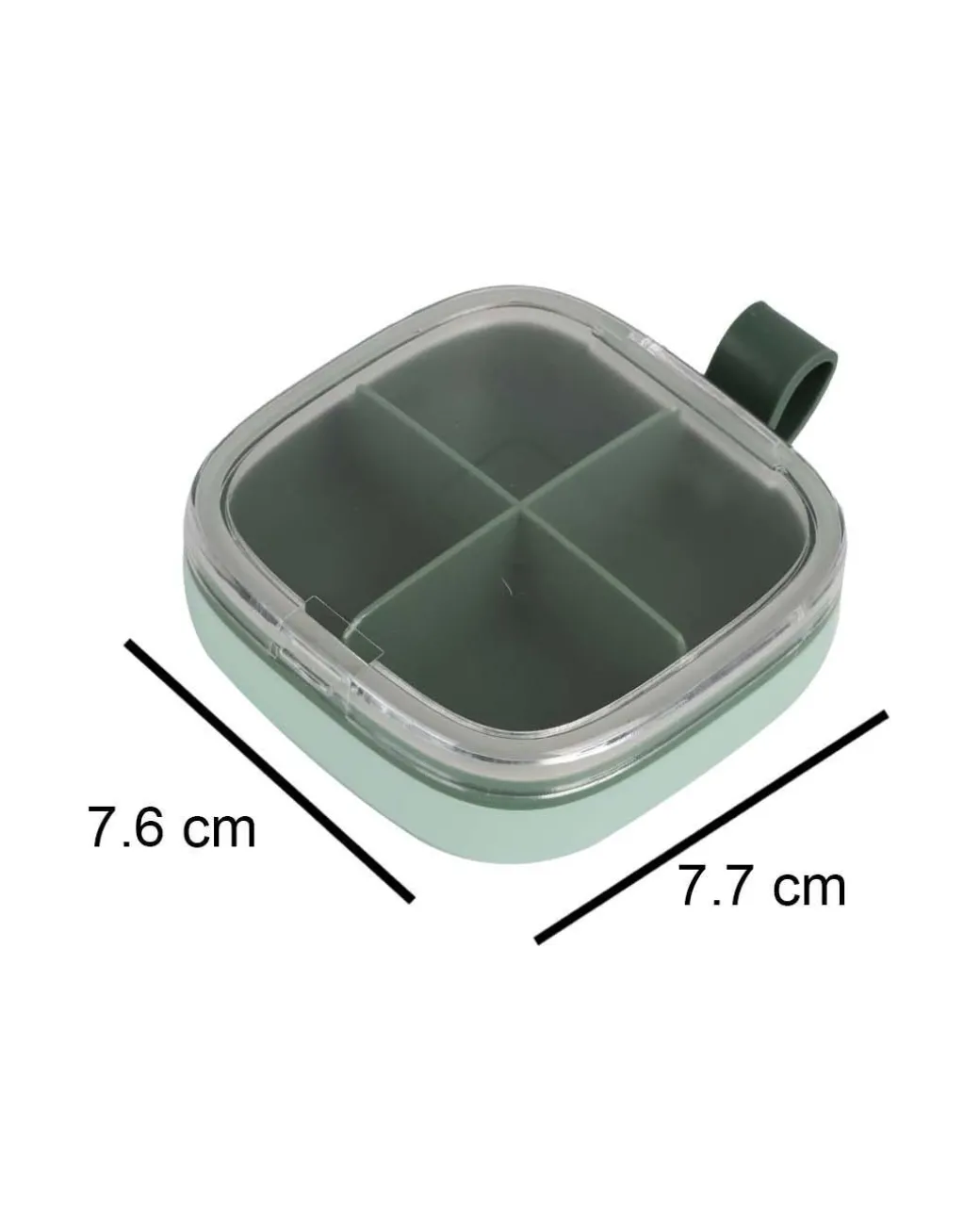 Medicine Box with 4 Sections, Olive Green, Plastic