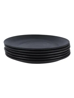 Melamine Black Round Quarter Plate (Set of 6)