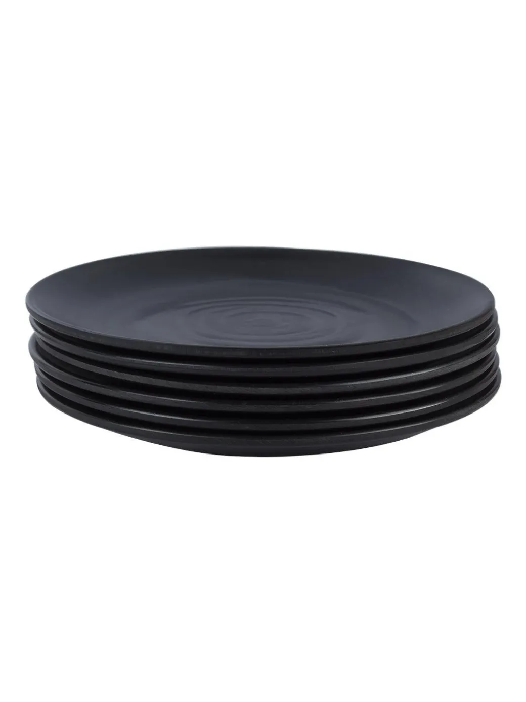 Melamine Black Round Quarter Plate (Set of 6)