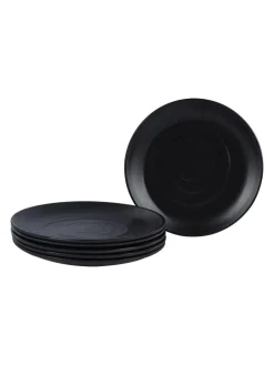 Melamine Black Round Quarter Plate (Set of 6)