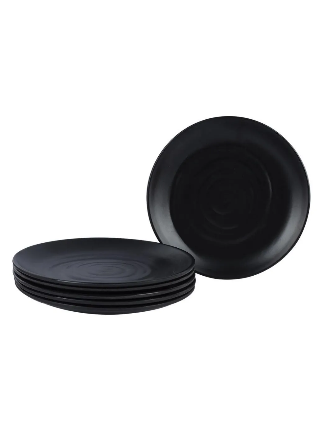 Melamine Black Round Quarter Plate (Set of 6)