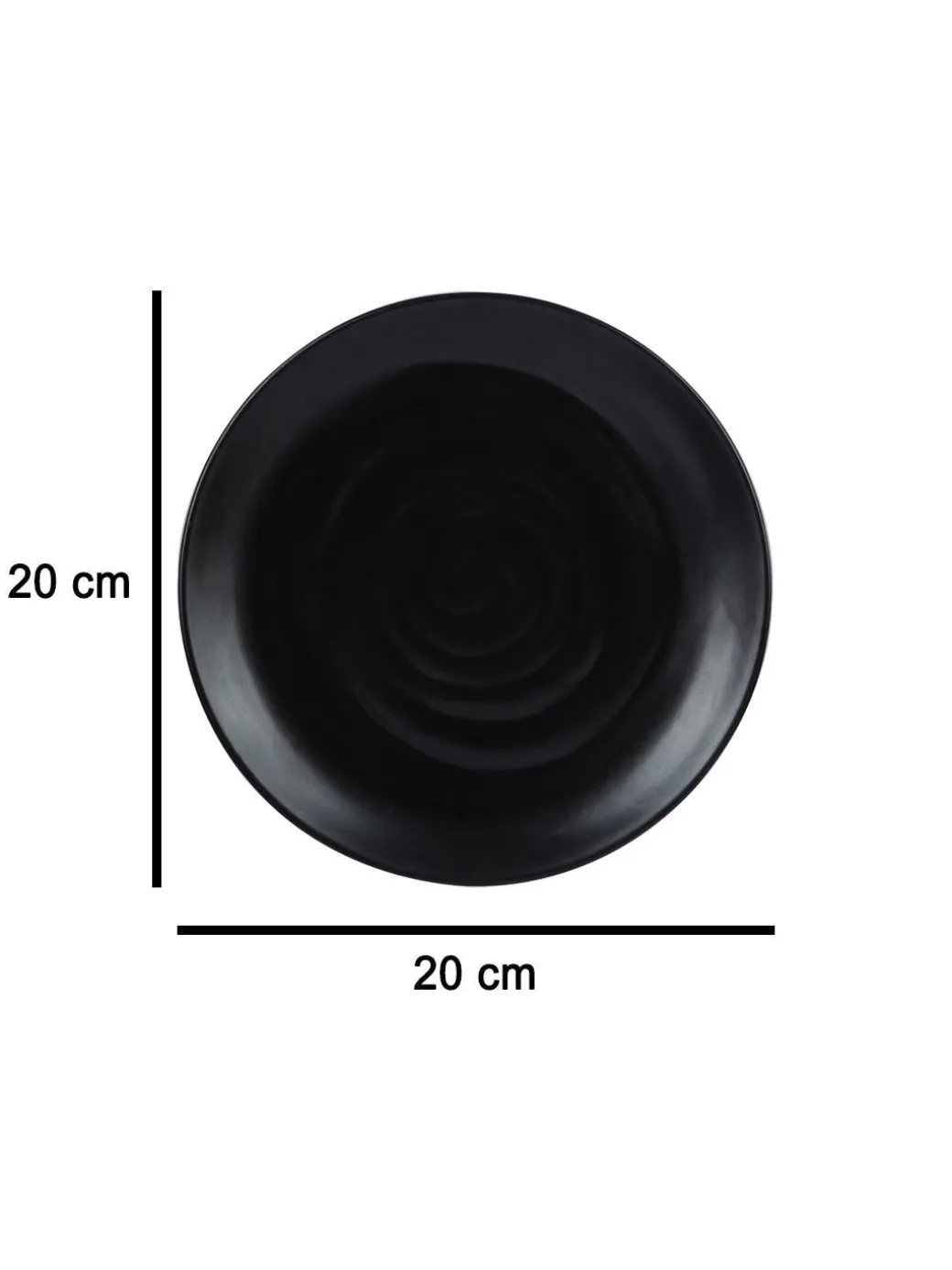 Melamine Black Round Quarter Plate (Set of 6)