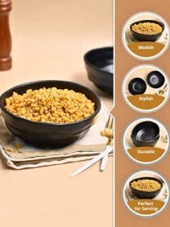 Melamine Black Round Serving Bowl (Set of 2)