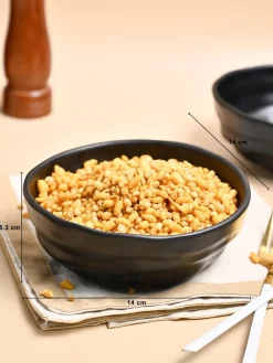 Melamine Black Round Serving Bowl (Set of 2)