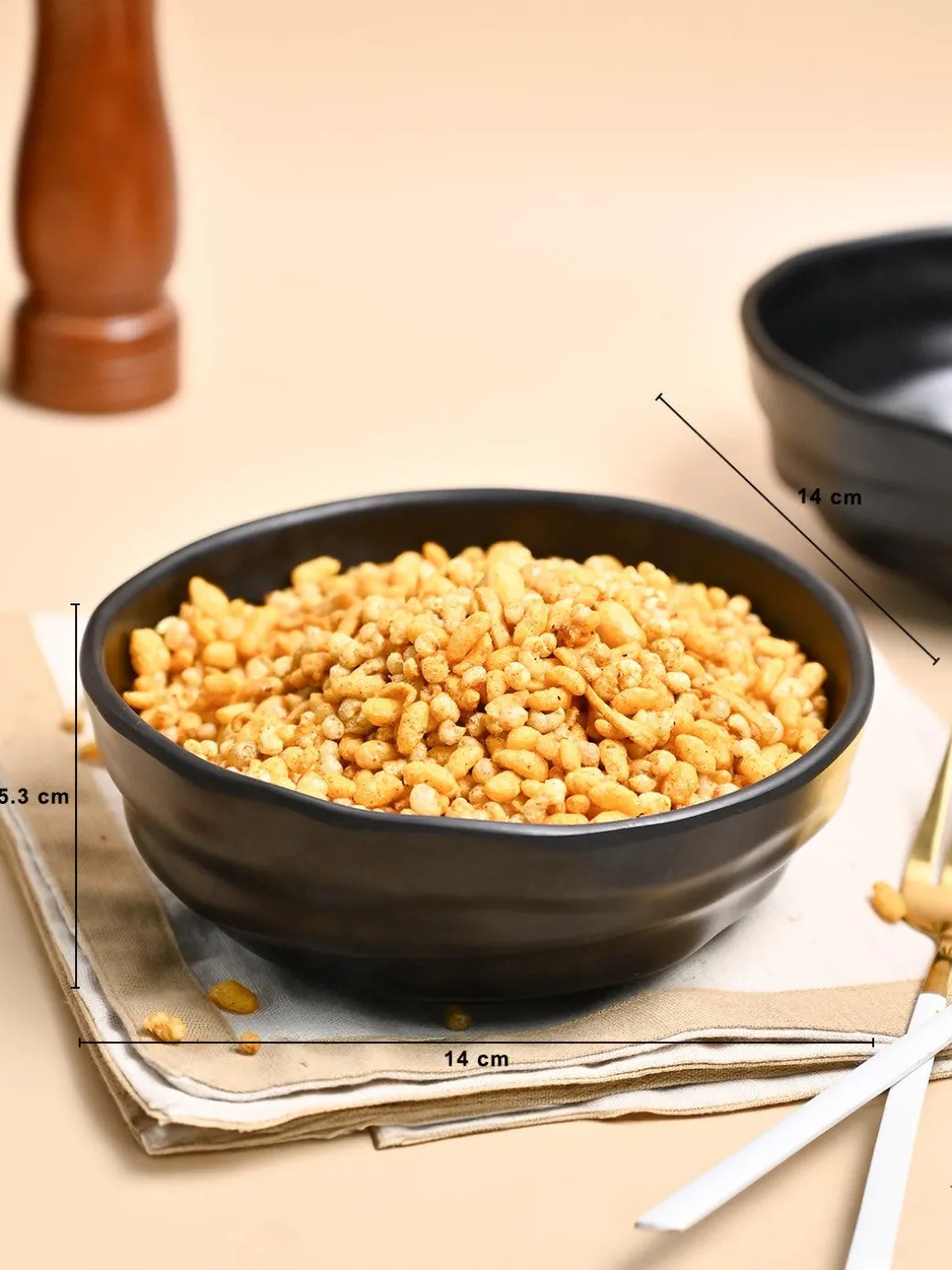 Melamine Black Round Serving Bowl (Set of 2)
