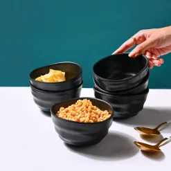 Melamine Black Round Soup Bowl (Set of 6)