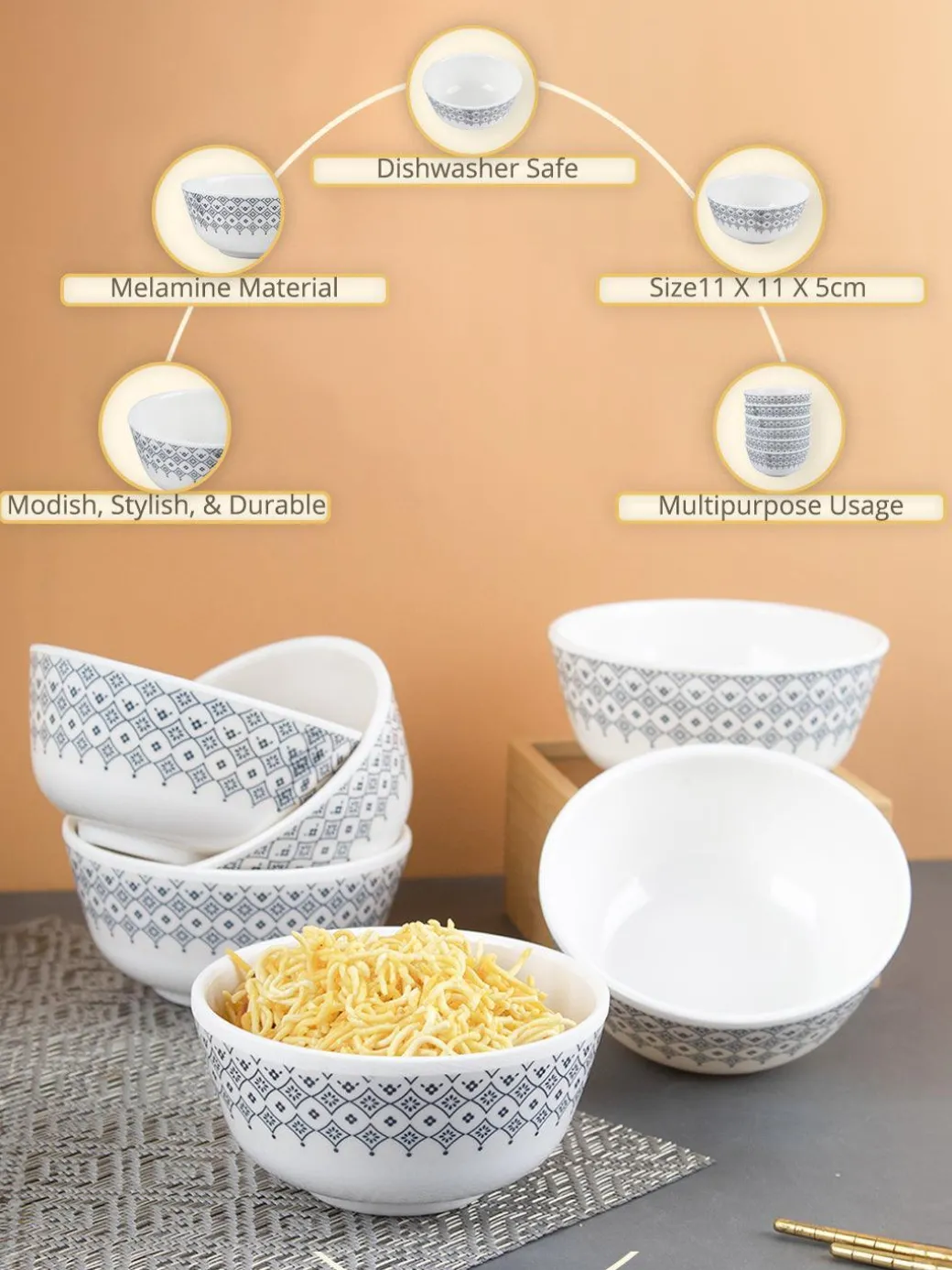 Melamine Round Soup Bowl (Set of 6)