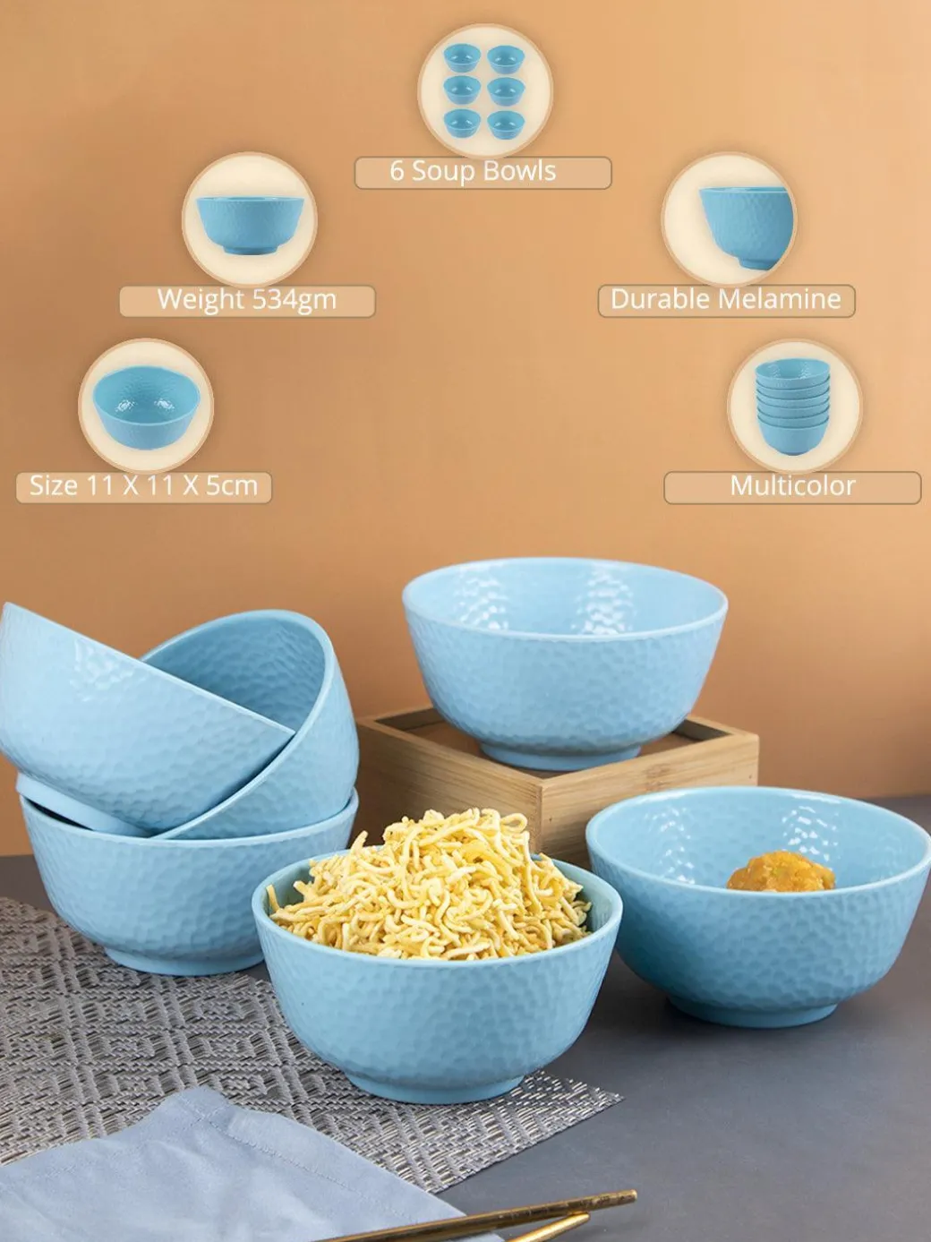 Melamine Round Soup Bowl (Set of 6)