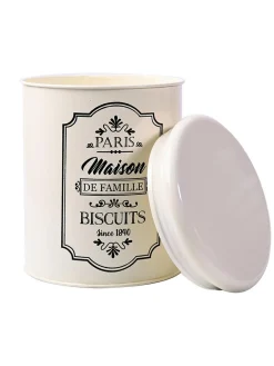 Metal Biscuite & Namkeen Jar Set - Each Ivory & 1700 Ml