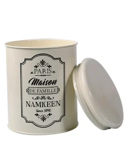 Metal Biscuite & Namkeen Jar Set - Each Ivory & 1700 Ml