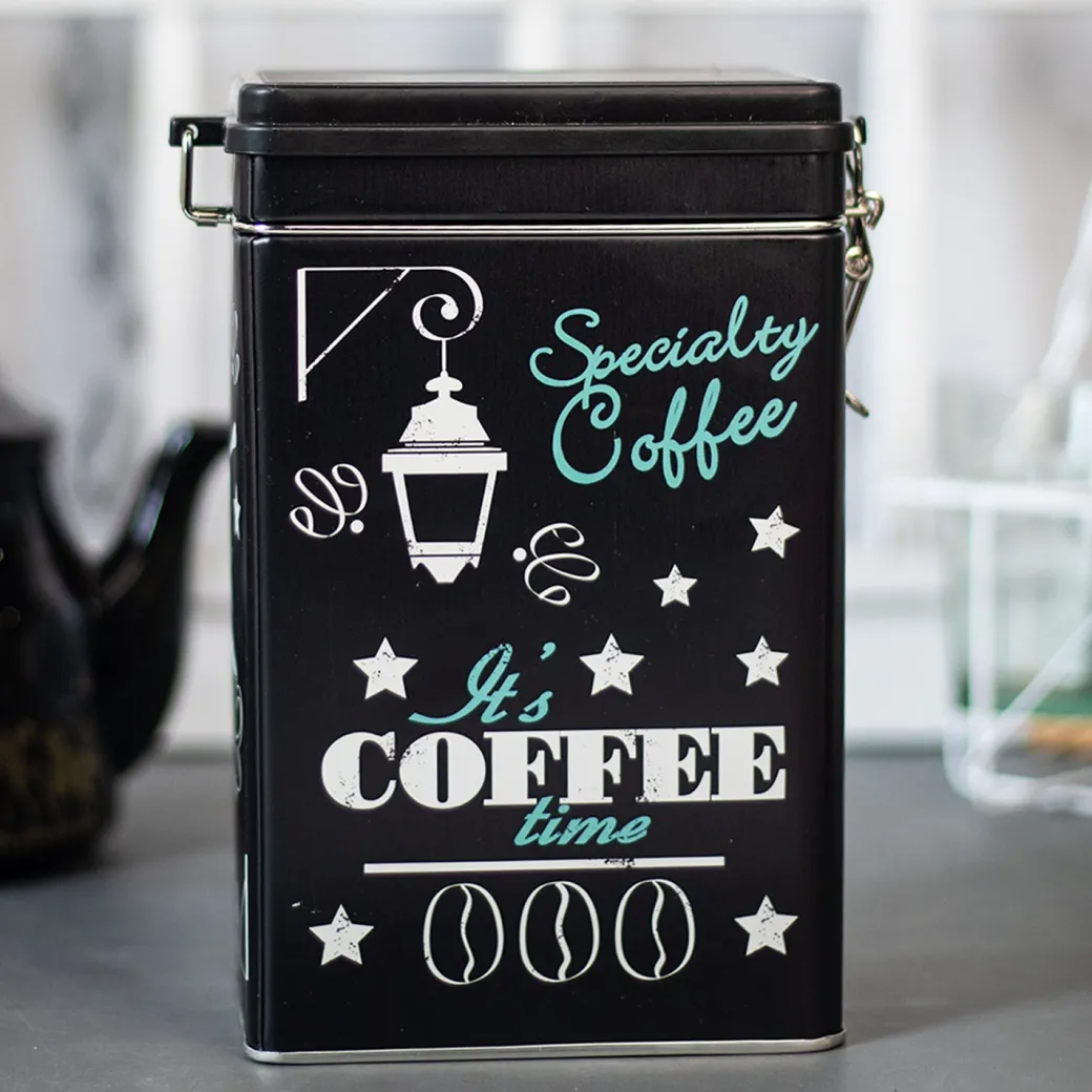 Metal Coffee Jar - Black, 1700Ml