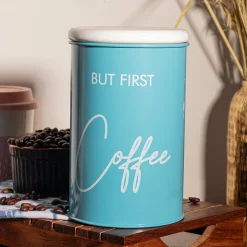 Metal Coffee Jar - Sky Blue, 900 Ml