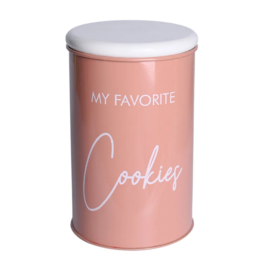 Metal Cookies Jar - Brown, 900 Ml