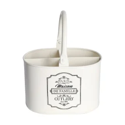 Metal Cutlery Holder - ivory