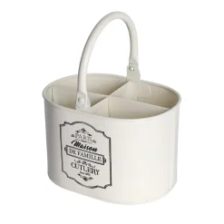 Metal Cutlery Holder - ivory