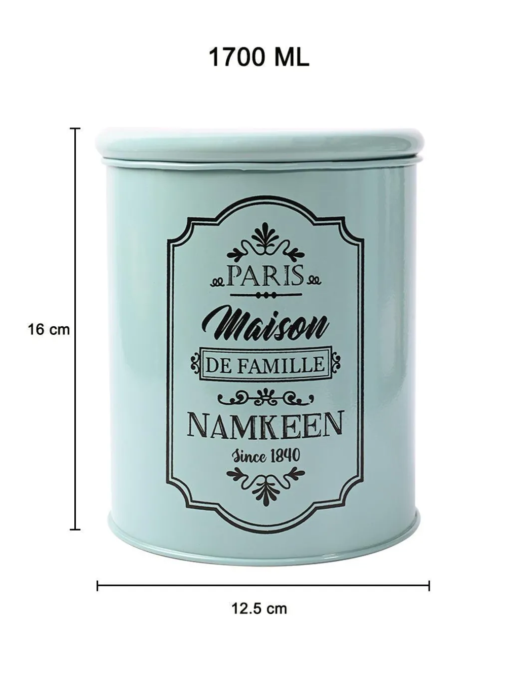 Metal Namkeen Jar - Green, 1700 Ml