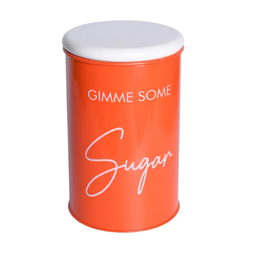 Metal Orange Storage Sugar Jar - 900Ml