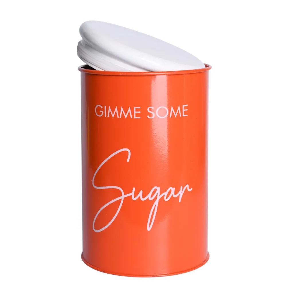 Metal Orange Storage Sugar Jar - 900Ml