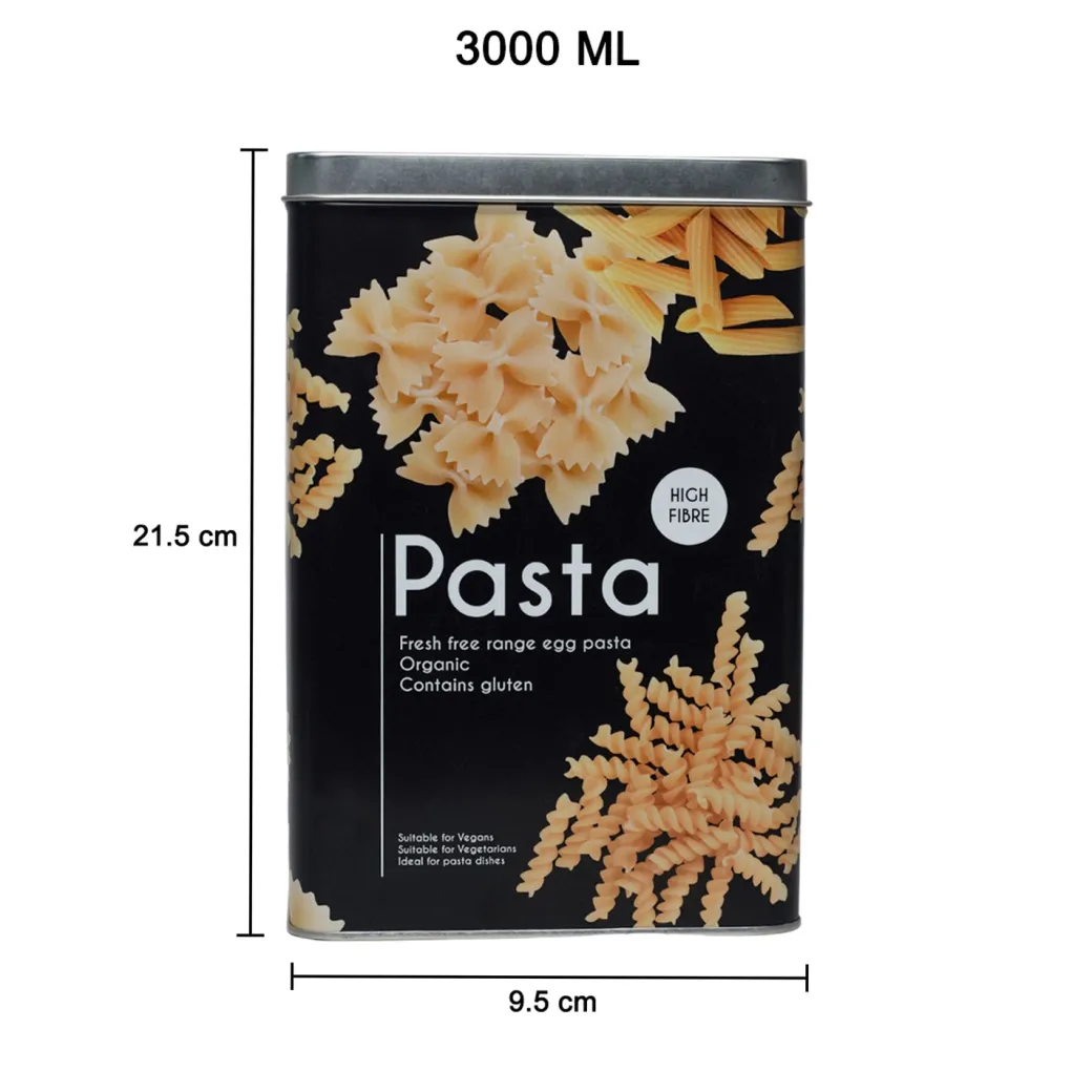 Metal Pasta Jar - Black, 3000Ml