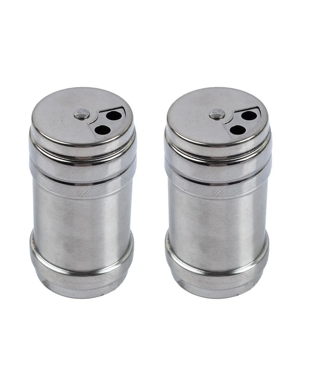 Metal Salt & Pepper Shakers, Silver, Stainless Steel, Set of 2