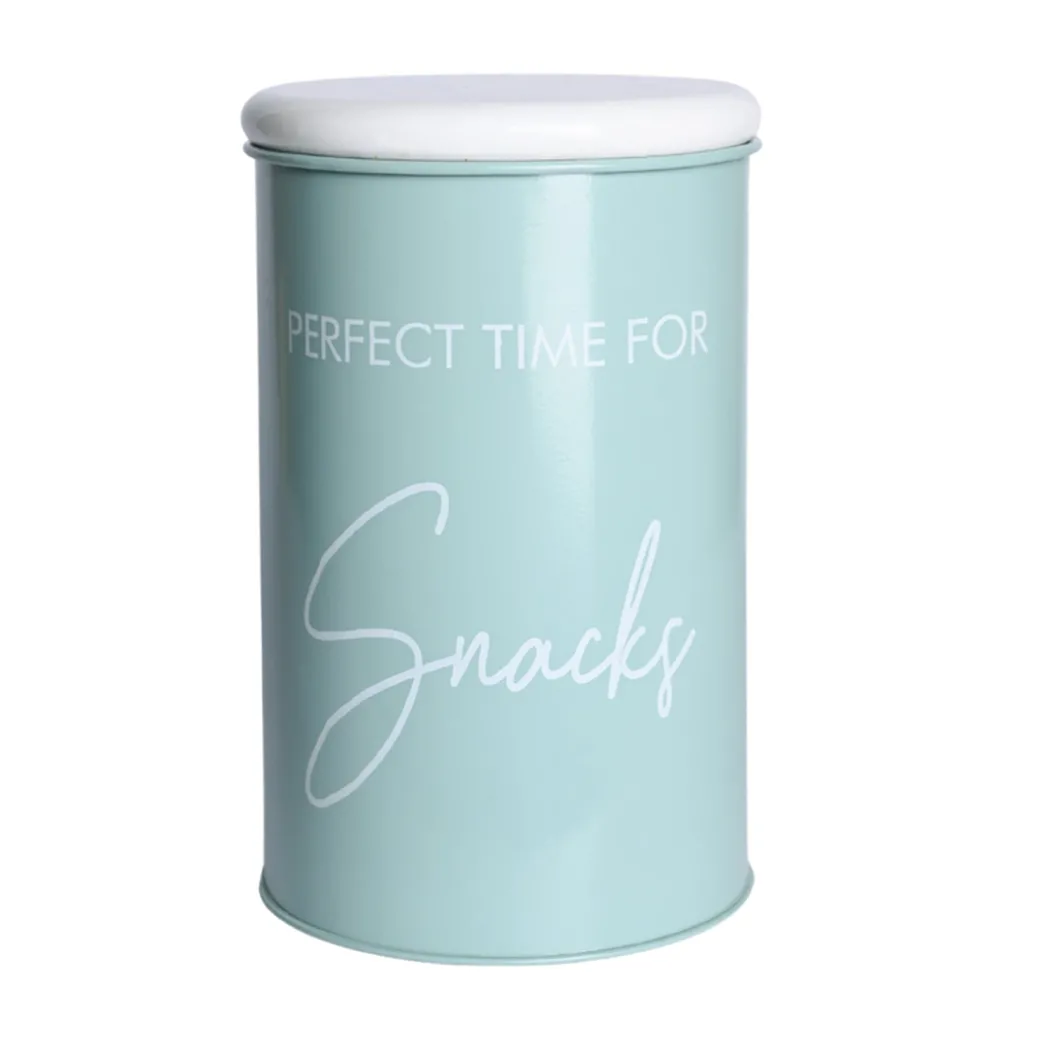 Metal Snacks Storage Jar - Light Green, 900 Ml