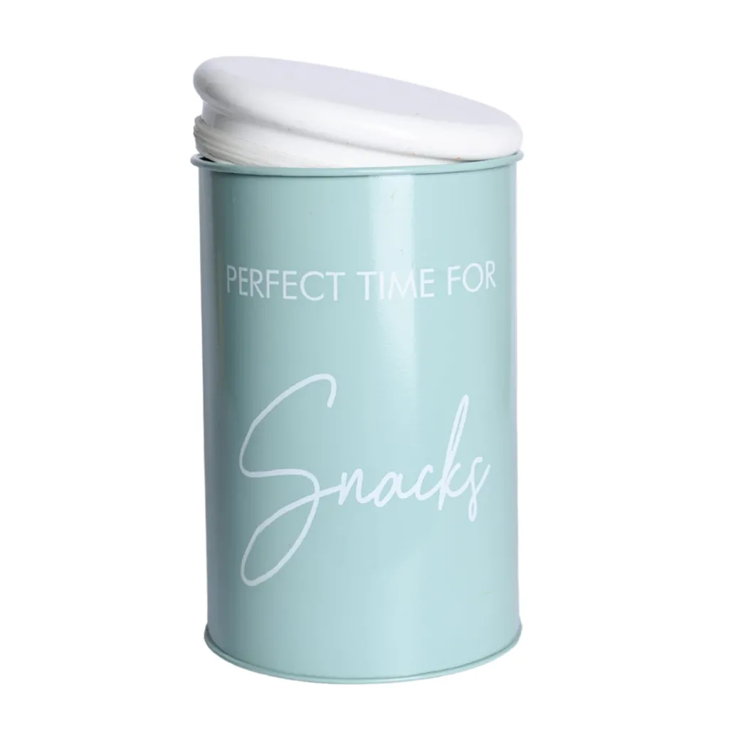 Metal Snacks Storage Jar - Light Green, 900 Ml