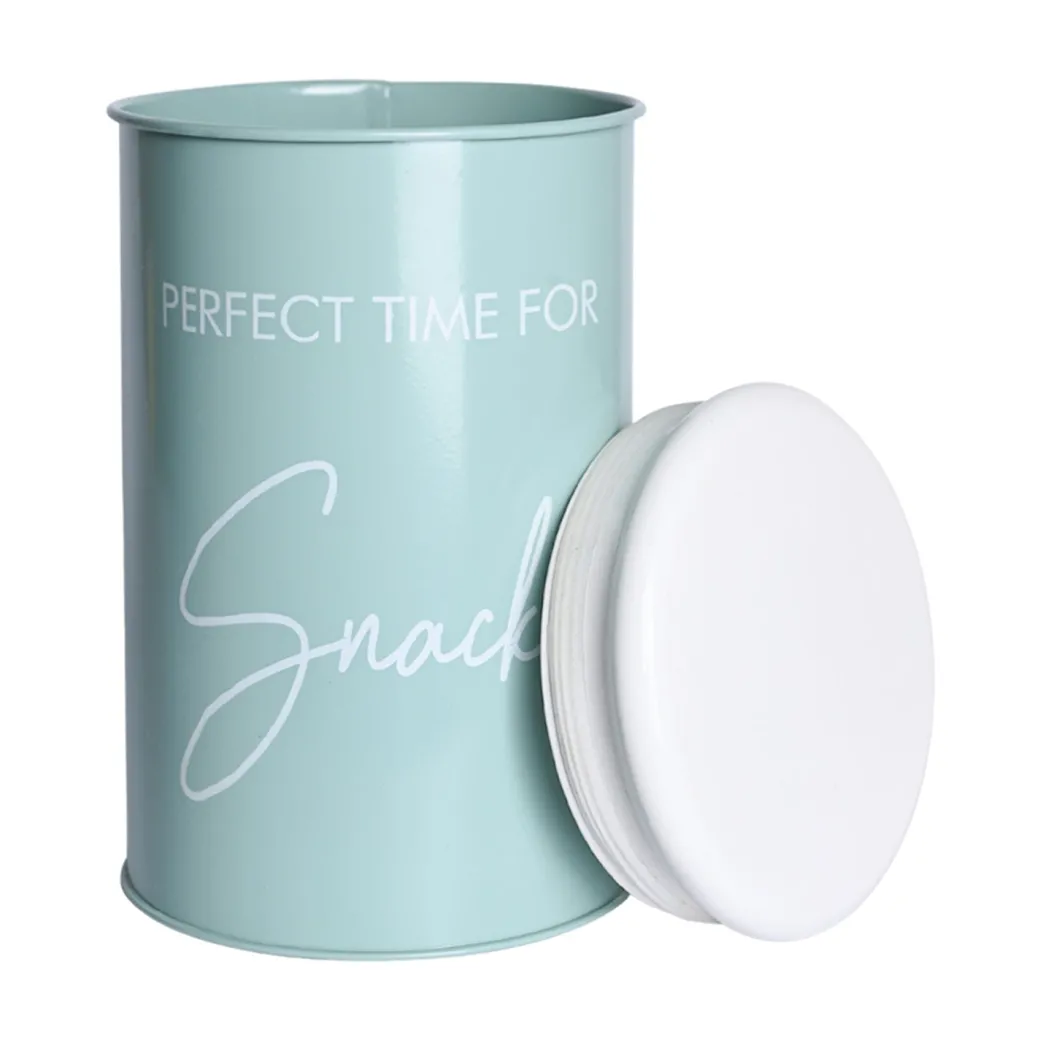 Metal Snacks Storage Jar - Light Green, 900 Ml