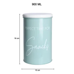 Metal Snacks Storage Jar - Light Green, 900 Ml