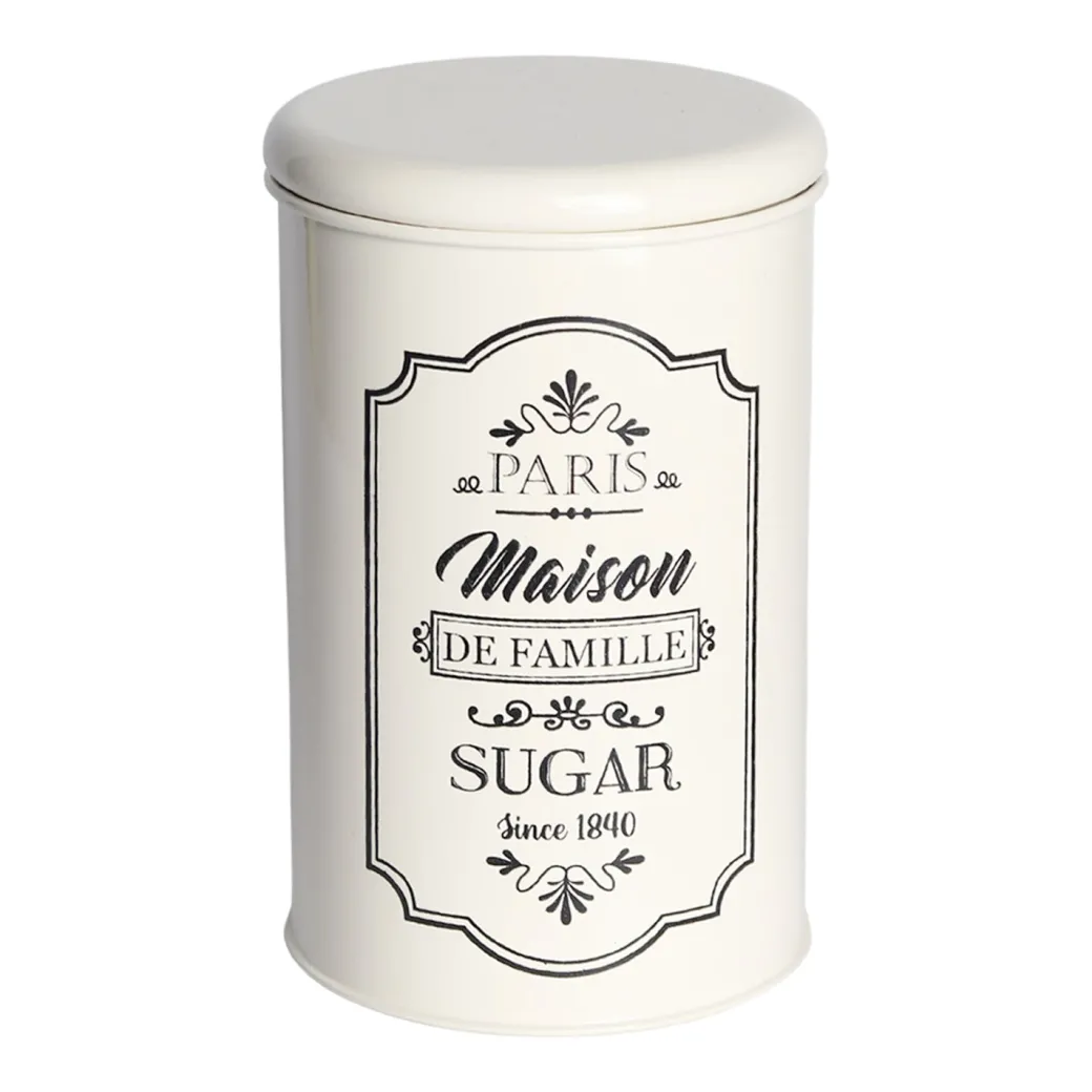 Metal Sugar Jar - Ivory & 900 Ml