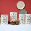 Metal Tea & Sugar Jar (Each 900 Ml) + Cookie & Namkeen Jar (Each 1700 Ml) - Ivory, Set Of 4