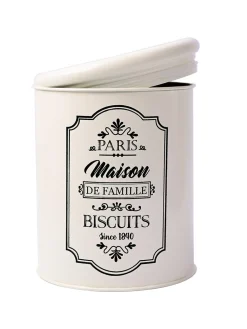 Metal Tea & Sugar Jar (Each 900 Ml) + Cookie & Namkeen Jar (Each 1700 Ml) - Ivory, Set Of 4