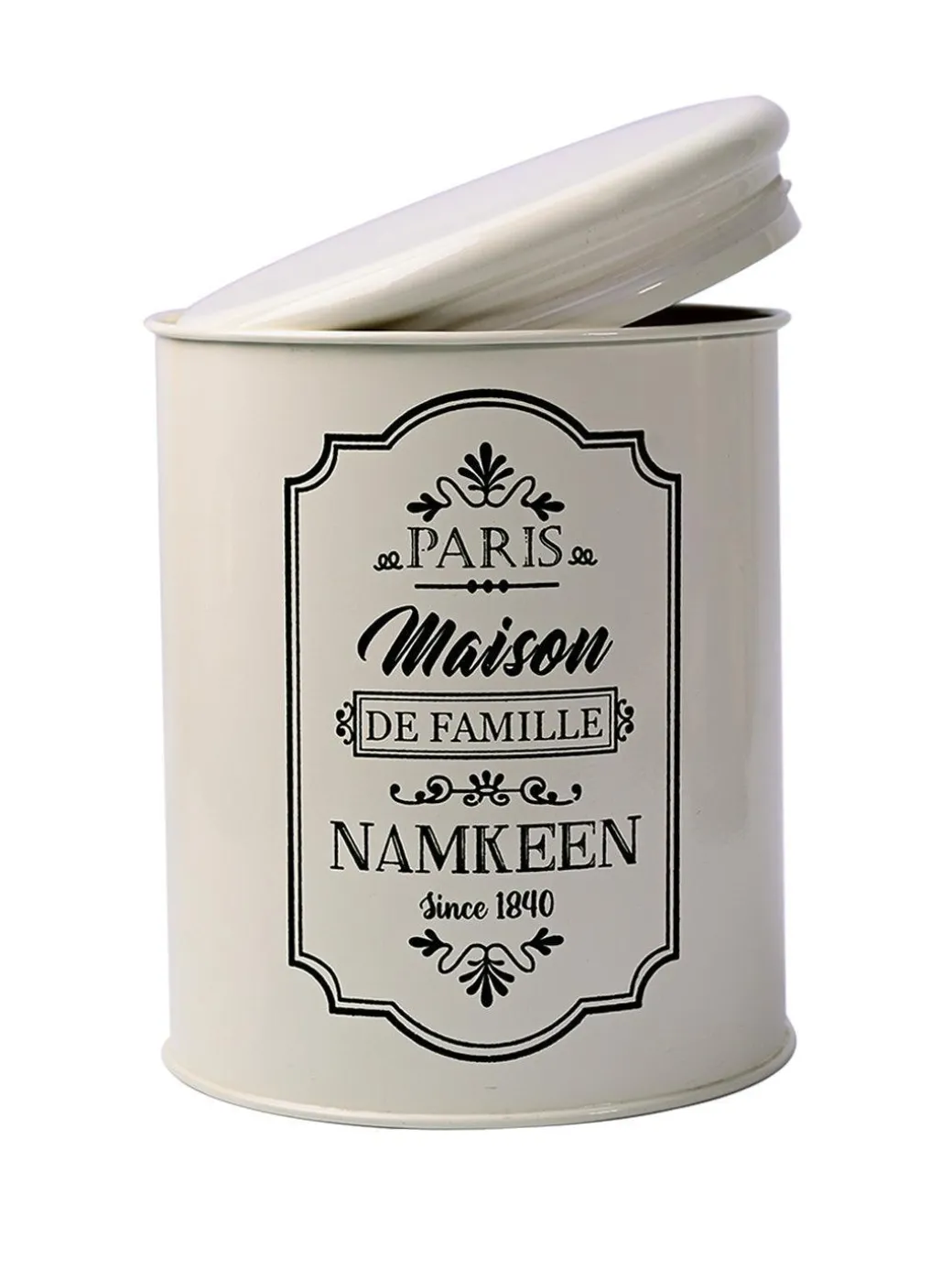 Metal Tea & Sugar Jar (Each 900 Ml) + Cookie & Namkeen Jar (Each 1700 Ml) - Ivory, Set Of 4