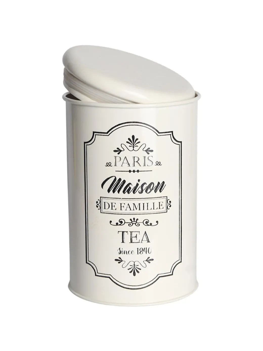 Metal Tea & Sugar Jar (Each 900 Ml) + Cookie & Namkeen Jar (Each 1700 Ml) - Ivory, Set Of 4