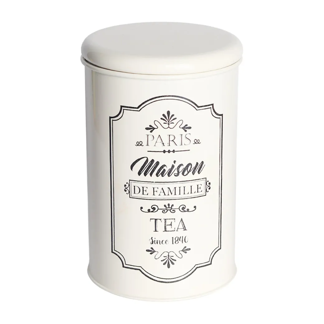 Metal Tea & Sugar Jar Set - Each Ivory & 900 Ml