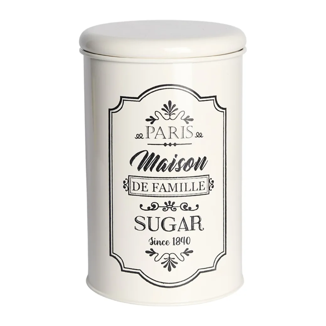 Metal Tea & Sugar Jar Set - Each Ivory & 900 Ml