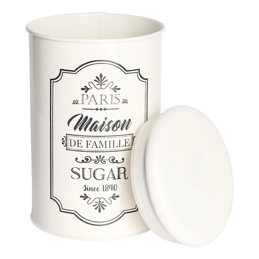Metal Tea & Sugar Jar Set - Each Ivory & 900 Ml