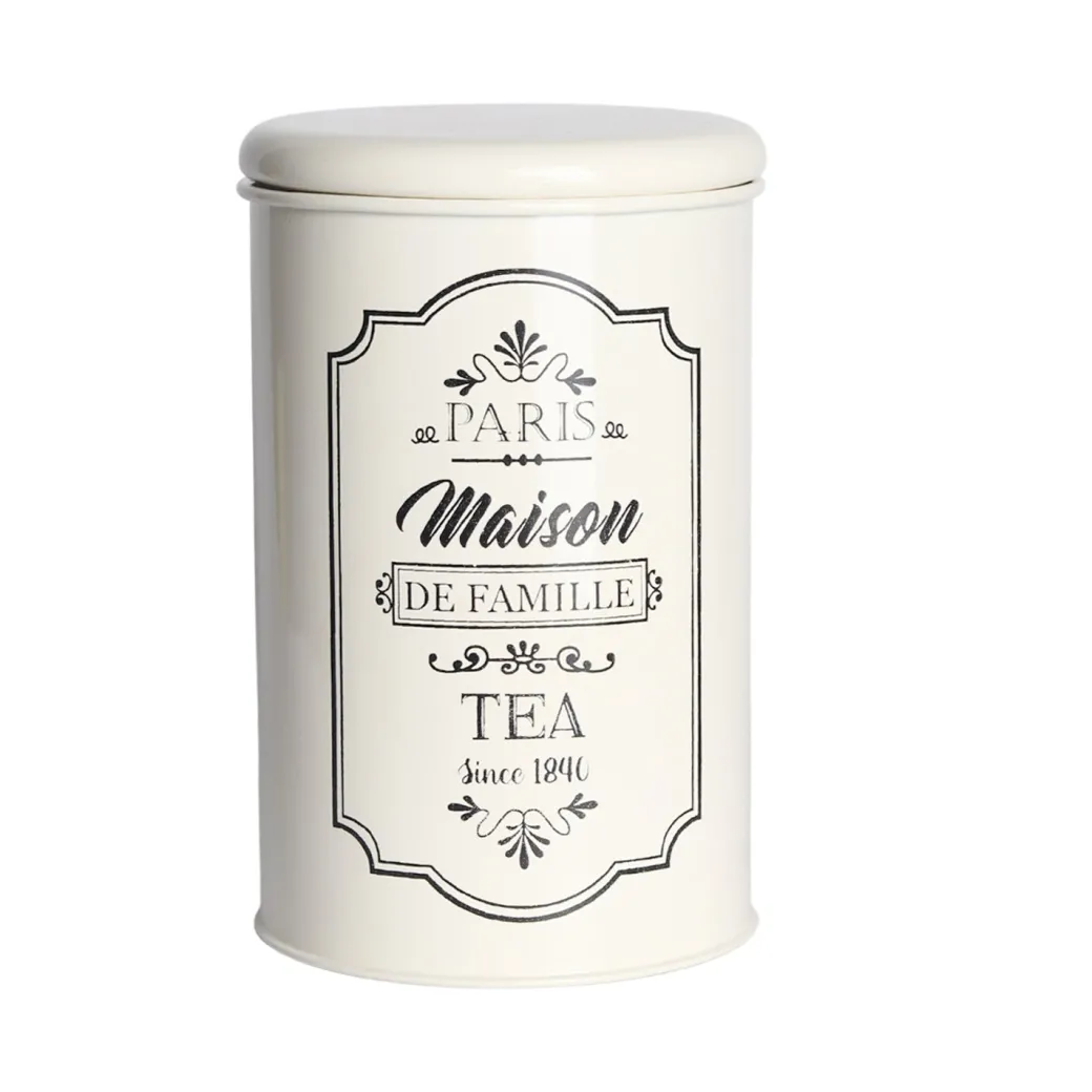 Metal Tea Jar - Ivory & 900 Ml