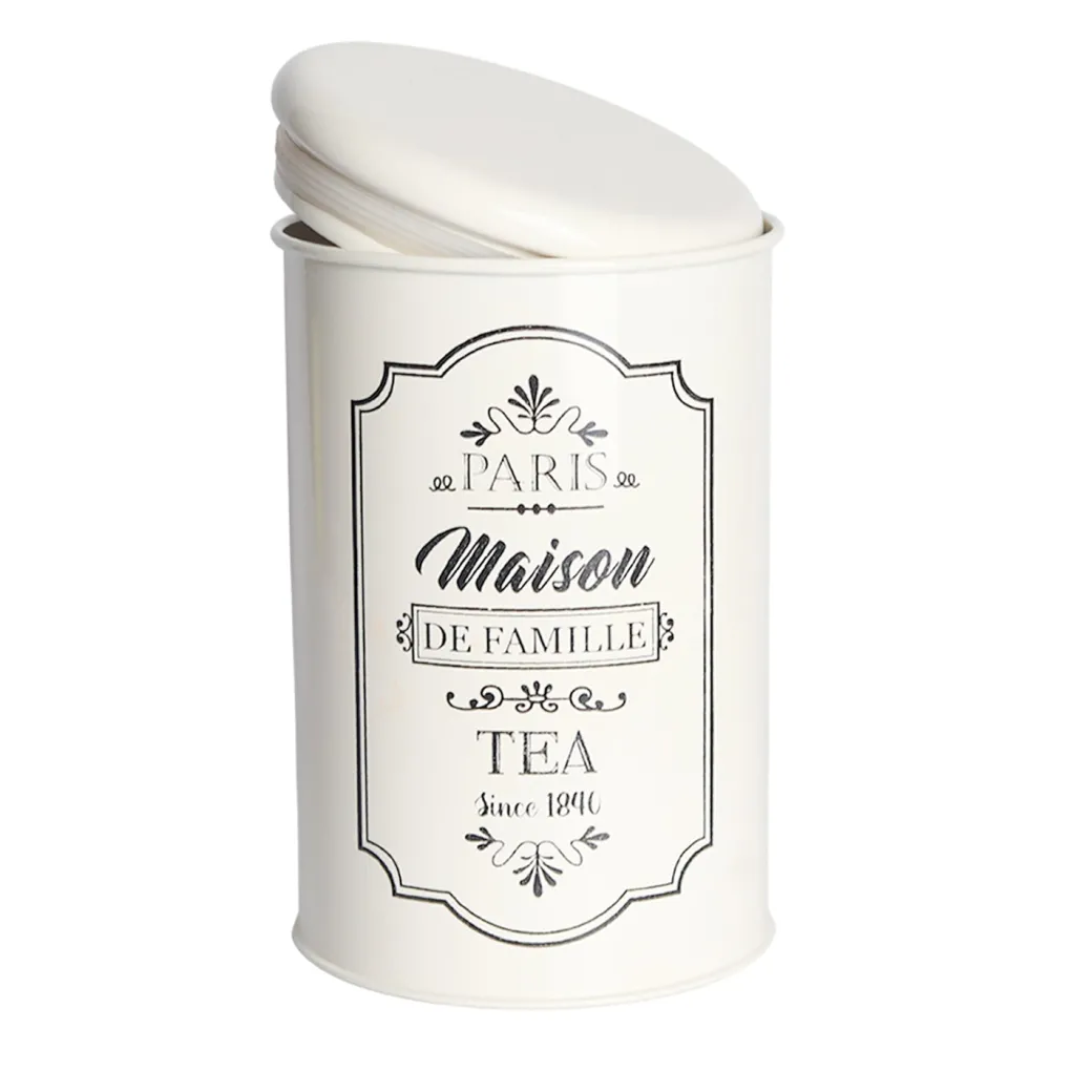 Metal Tea Jar - Ivory & 900 Ml