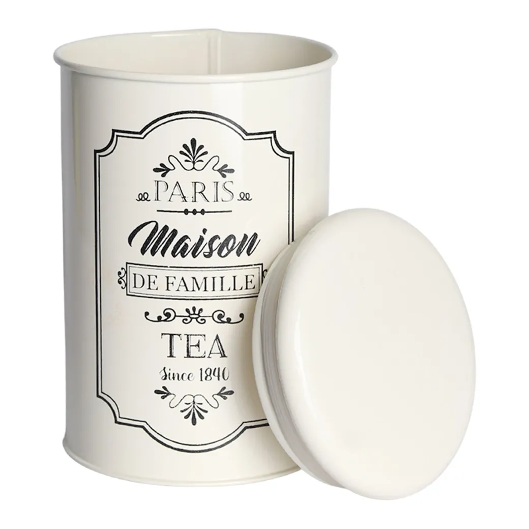 Metal Tea Jar - Ivory & 900 Ml