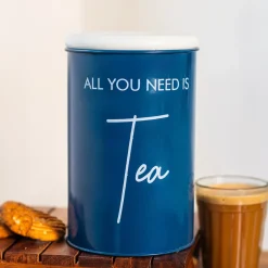 Metal Tea Storage Jar - Blue, 900 Ml (Chai Patti Conatiner)