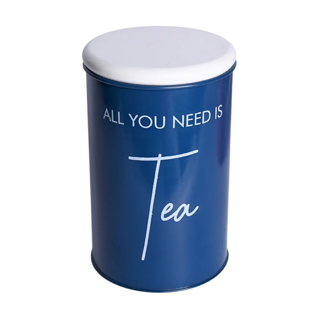 Metal Tea Storage Jar - Blue, 900 Ml (Chai Patti Conatiner)