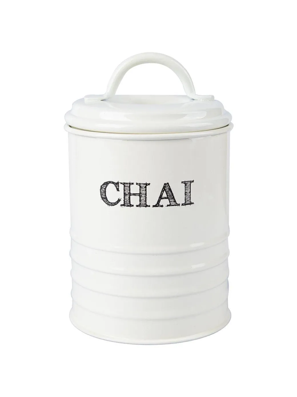 Mild Steel White Cylindrical Chai Jar (800 ML)