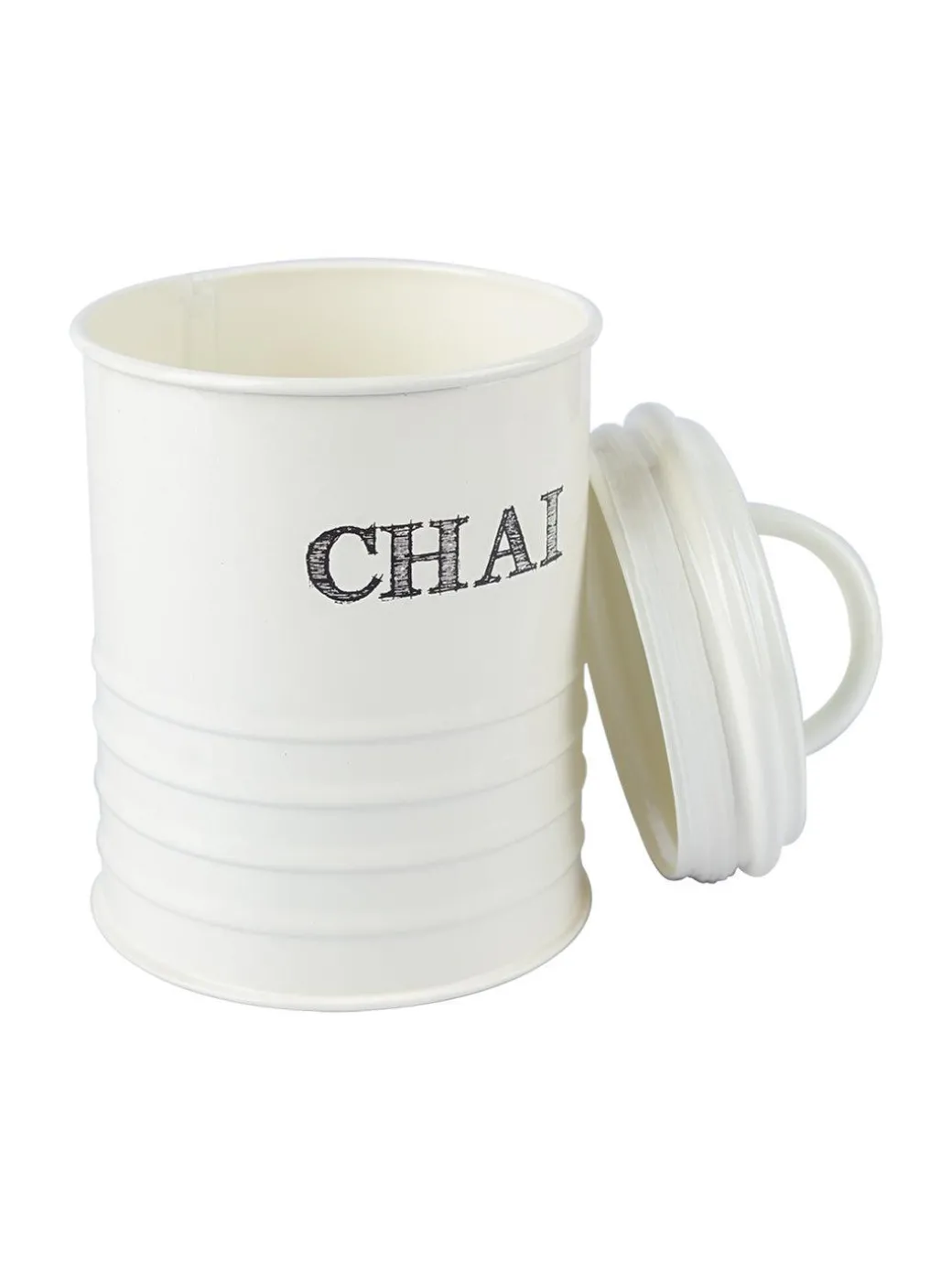 Mild Steel White Cylindrical Chai Jar (800 ML)