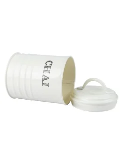 Mild Steel White Cylindrical Chai Jar (800 ML)