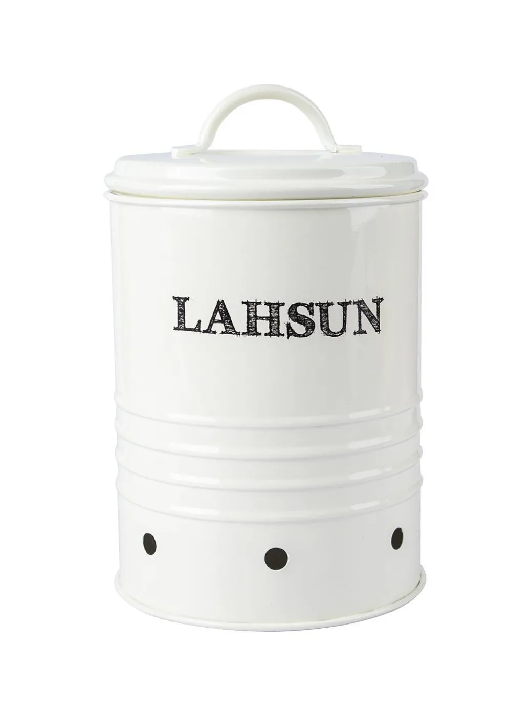 Mild Steel White Cylindrical Lahsun Jar