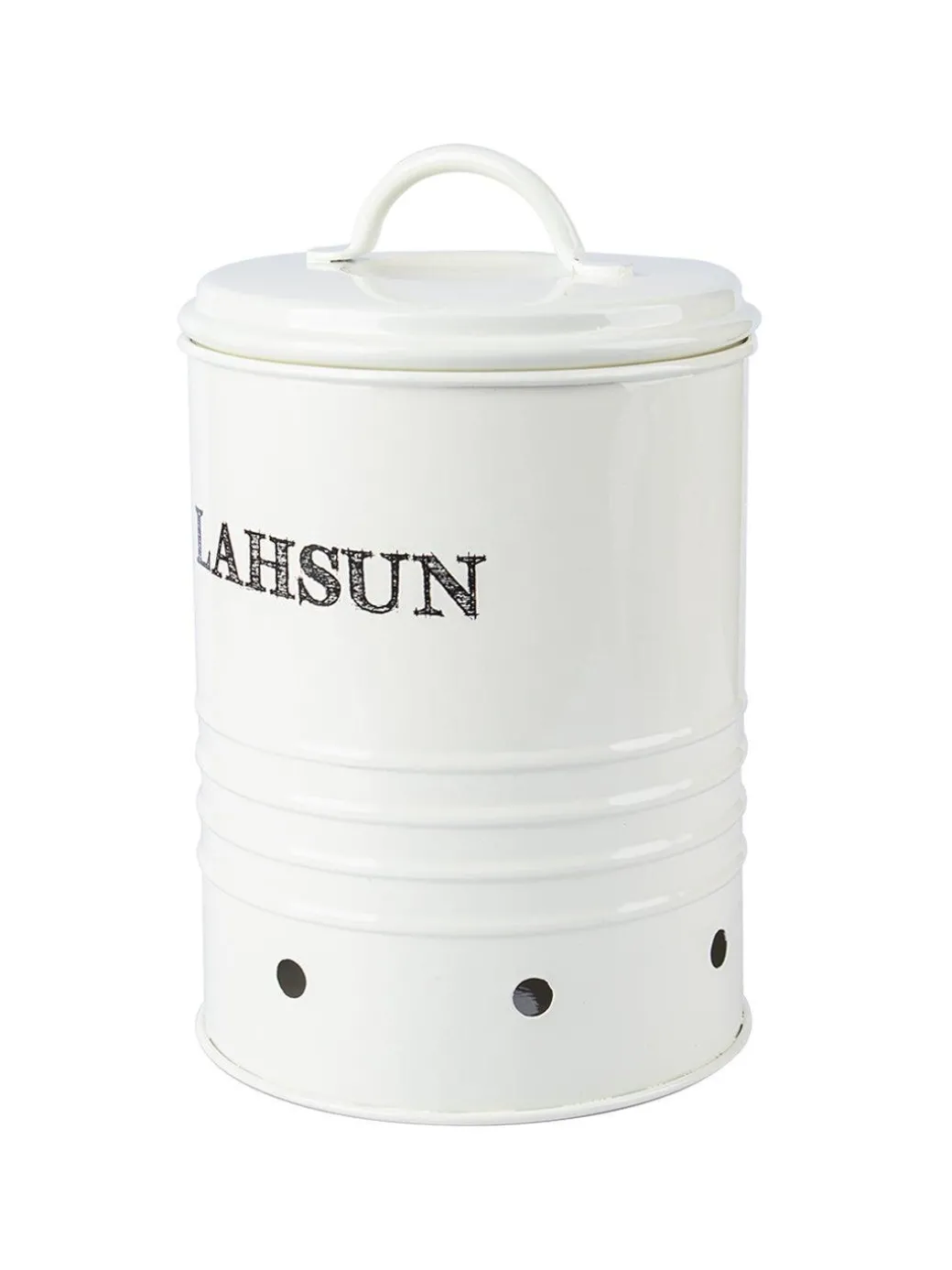 Mild Steel White Cylindrical Lahsun Jar