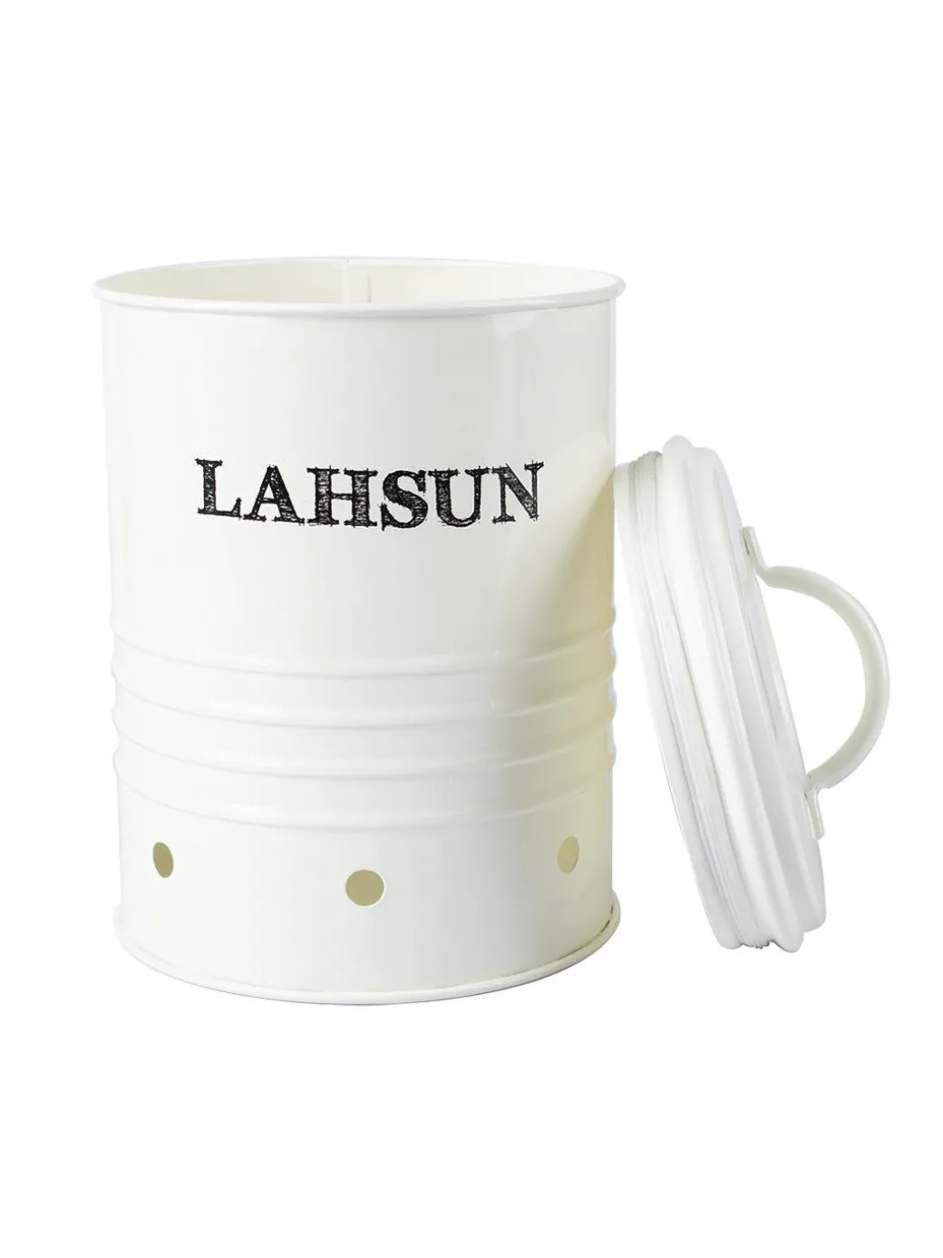 Mild Steel White Cylindrical Lahsun Jar